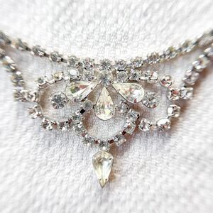 Vintage 1950s Rhinestone Drop Collar Statement Choker - Estate Costume Jewelry